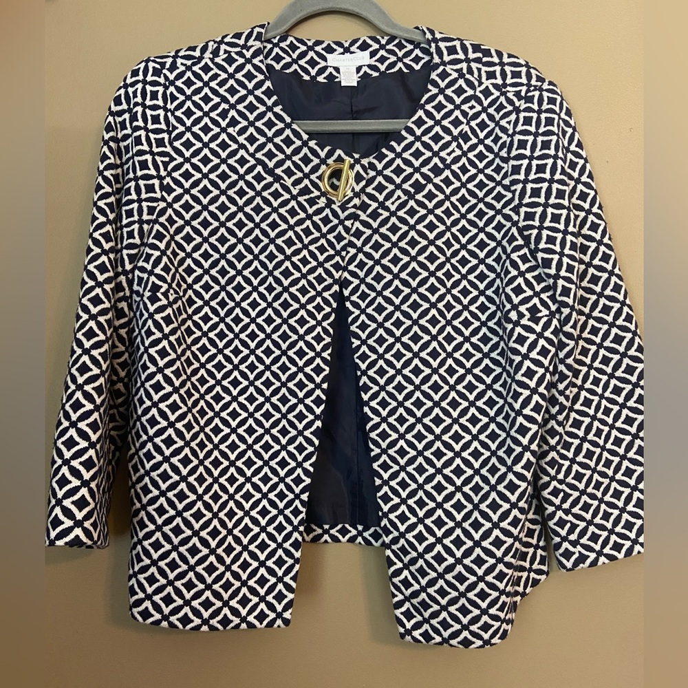 Women’s blazer charter club size medium navy blue and white star pattern